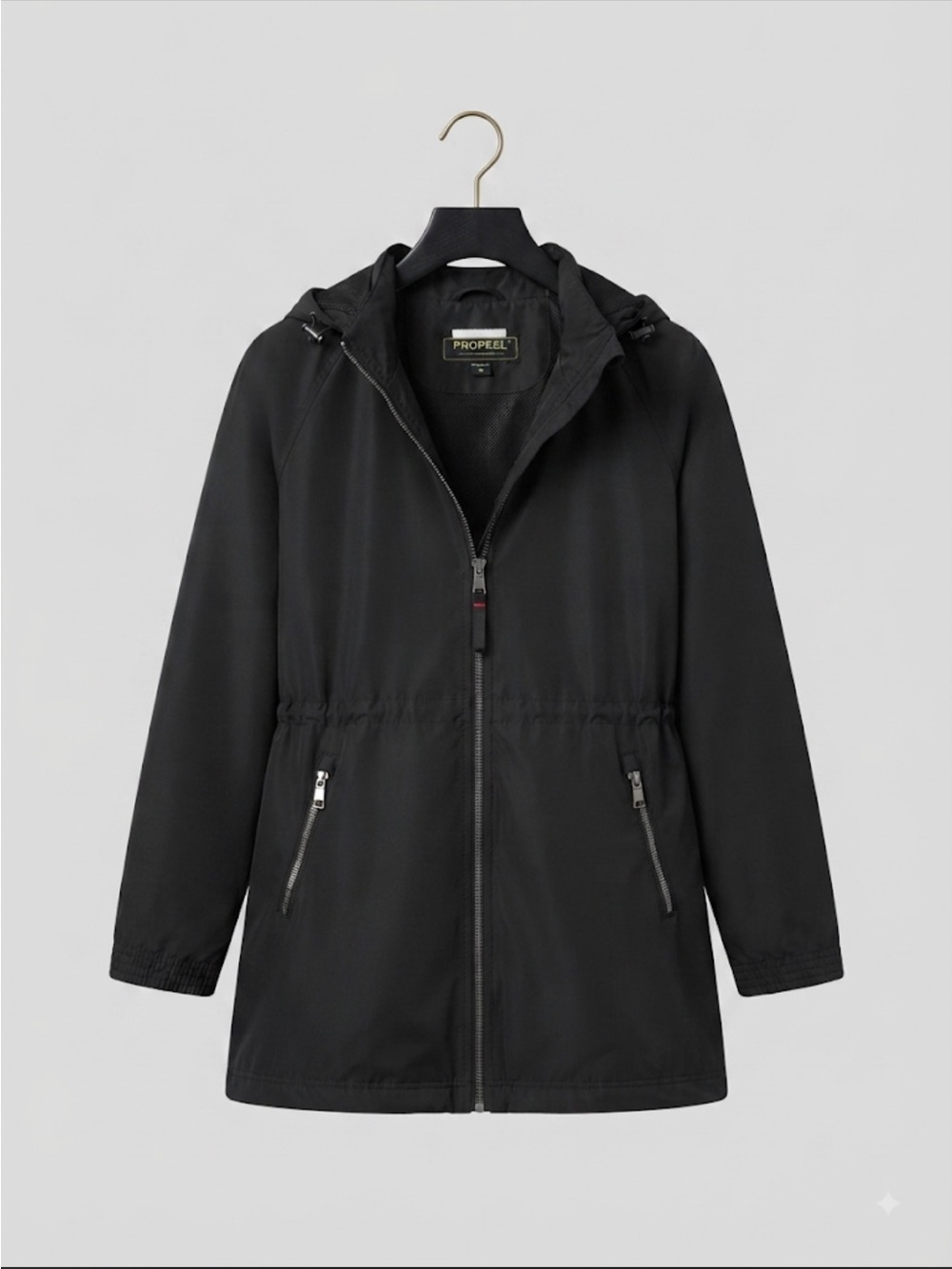 Hooded Utility Jacket Cinched Waist Lightweight Fall Coat